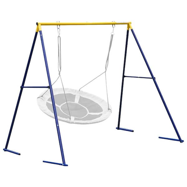A Frame Swing Stand, 71 in. Height Full Metal Frame, Anti-Rust and Weather Resistant, Suits Saucer Swing and Swing Chair