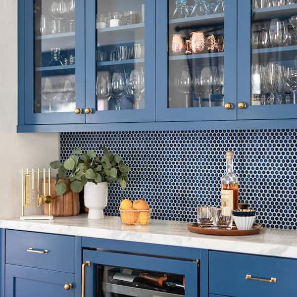 Hudson Penny Round Midnight 12 in. x 12-5/8 in. Porcelain Mosaic Tile (10.7 sq. ft./Case)