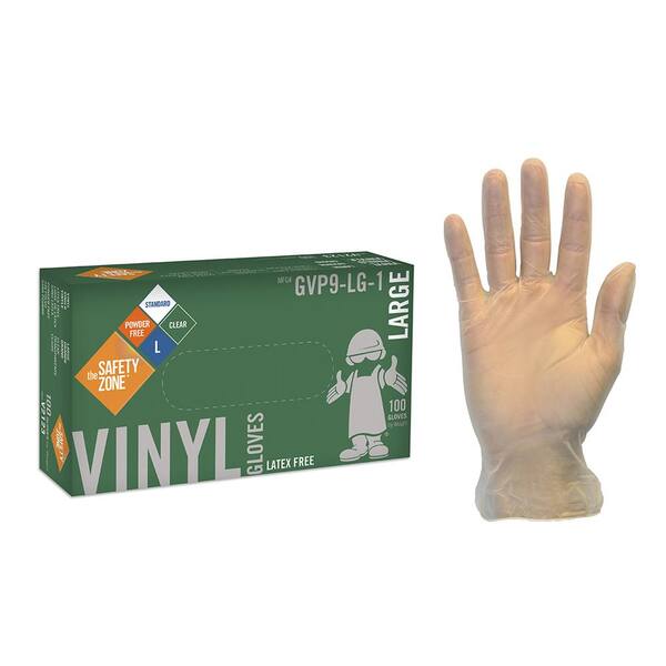 THE SAFETY ZONE Medium Clear Vinyl Glove Powder-Free Bulk 1000 (10-Pack of 100-Count)