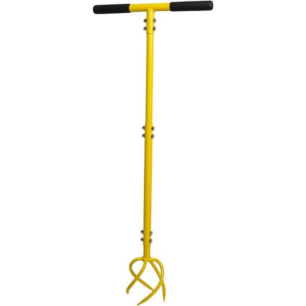 37.4 in. 4-Tine Manual Twist Tiller Cultivator, Lawn Aerator Soil Lossener for Plant Box with Height Adjustable, Yellow