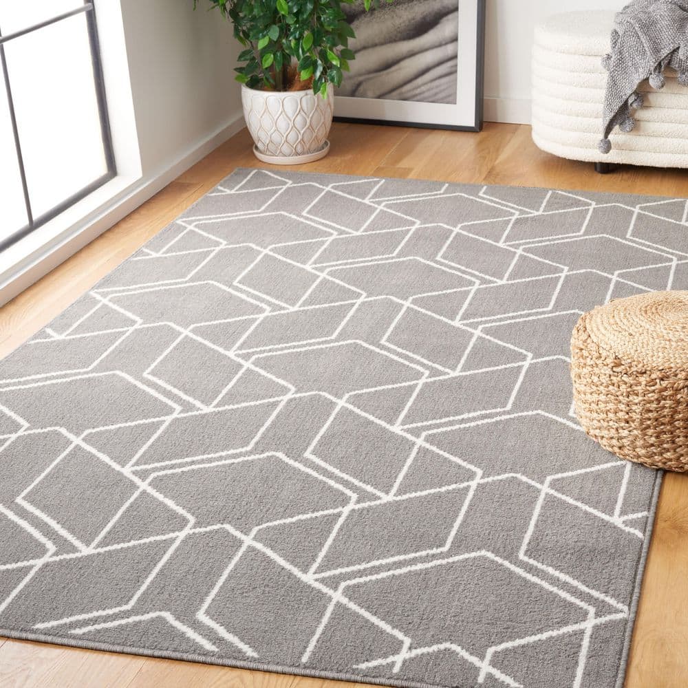 Pyramid 4 ft. x 6 ft. Gray/Ivory Contemporary Geometric Cube Area Rug price history on PriceWatchPro