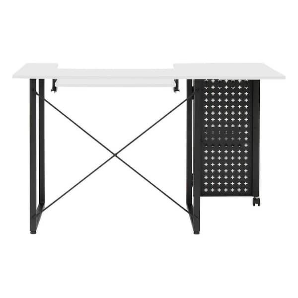 Sew Ready Pivot Swingout Storage Panel Sewing Table, Graphite/White