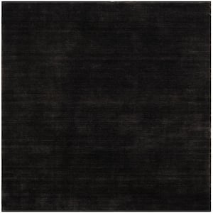 Himalaya Black 6 ft. x 6 ft. Square Solid Striped Area Rug