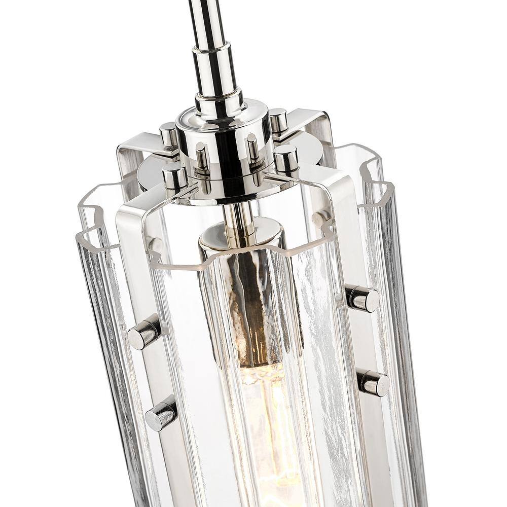 Polished Nickel 12" Mini Pendant with Glass Shade