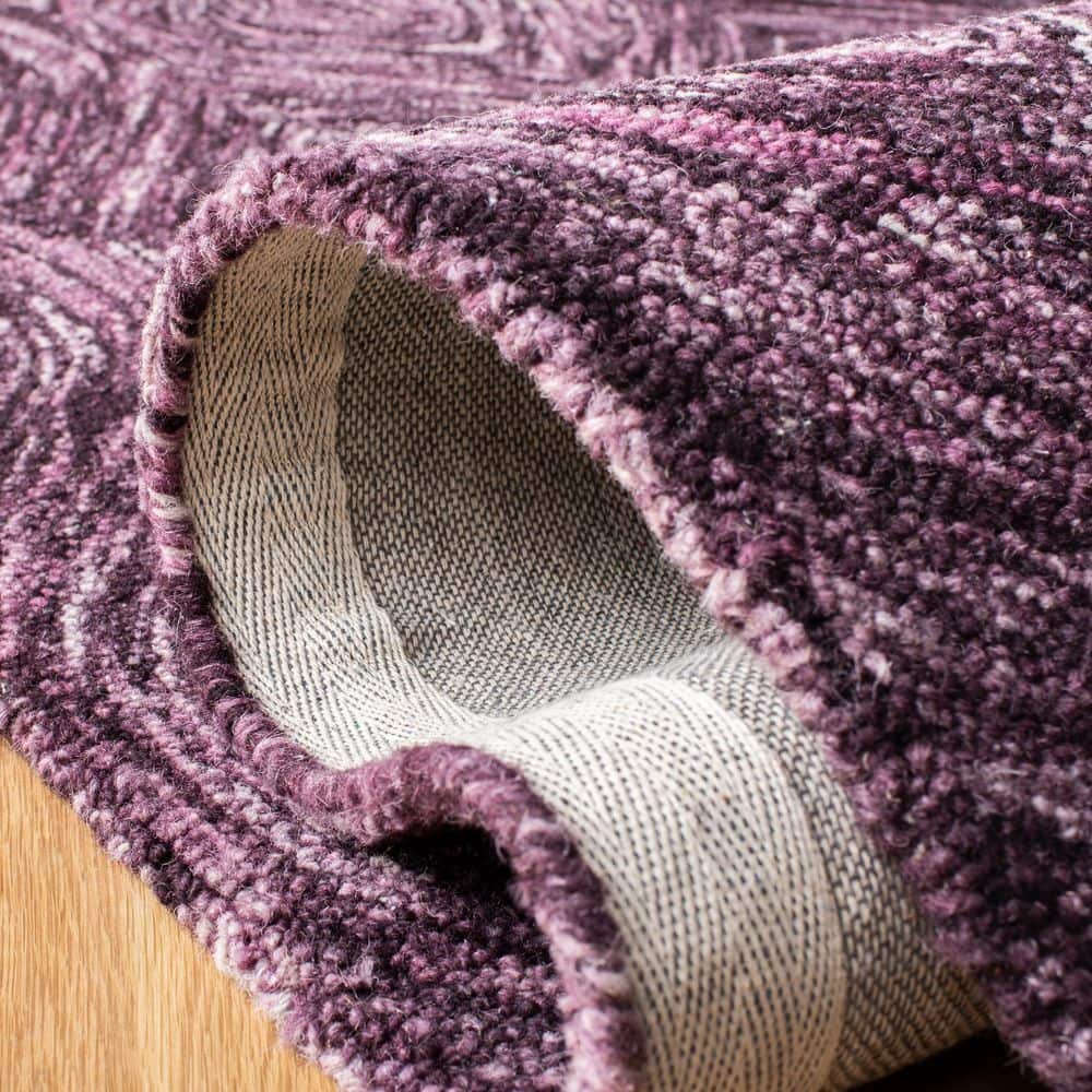 Hand-Tufted Purple Wool Square Area Rug, 6' x 6'