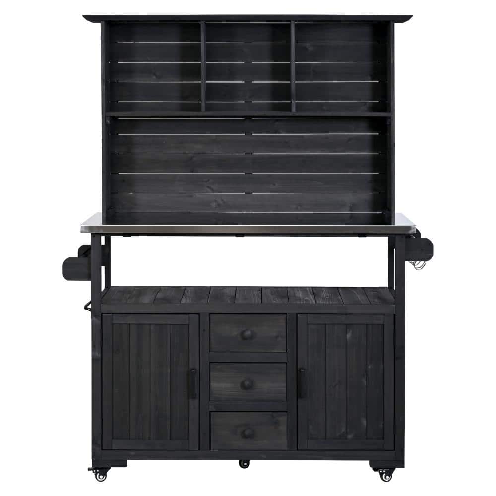 47.2 in  Black Storage Potting Bench with Lockable Wheels for Garden price history on PriceWatchPro