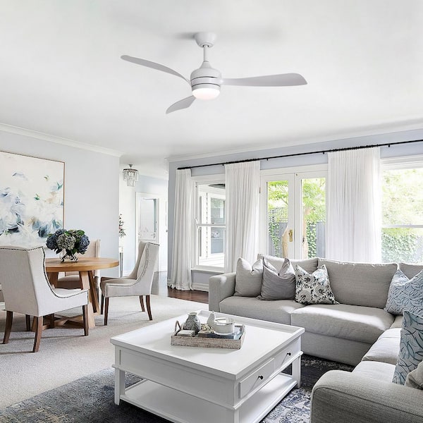 52 in. Indoor/Outdoor Integrated LED White Ceiling Fan with Light Kit and Remote Control