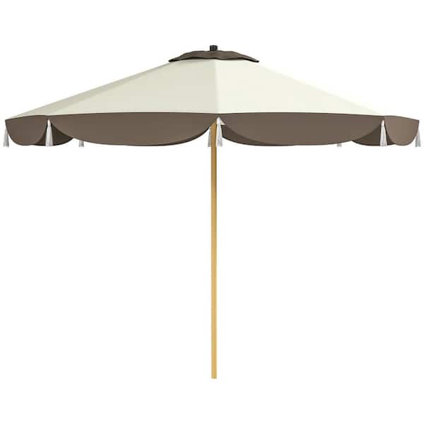 9 ft. Steel Outdoor Market Patio Umbrella with 8 Ribs, Vented Table Umbrella for Deck, Backyard, Lawn in Cream White