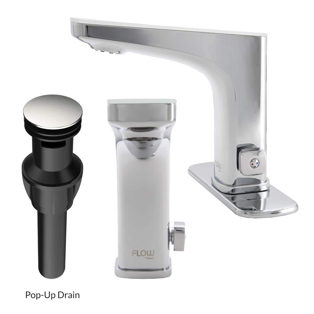 Chrome Touchless Bathroom Faucet with Drain Assembly