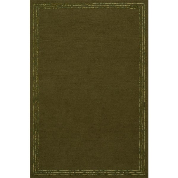 Baina Modern Bordered Green 8 ft. x 10 ft. Indoor Area Rug