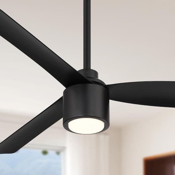 RAVIAN 3-Blade 52 in. Indoor/Outdoor Matte Black Modern Ceiling Fan with Color Select LED Light and Remote Included
