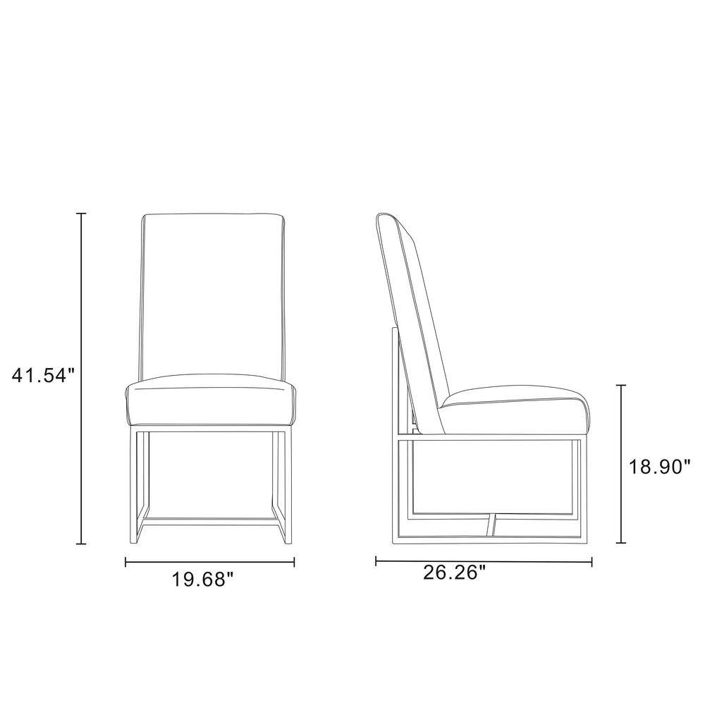 Champagne Velvet High-Back Dining Chair with Metal Frame