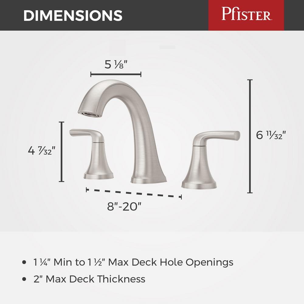 Spot Defense Brushed Nickel 8 in. Widespread Double Handle Bathroom Faucet