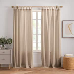 Rhodes Taupe Polyester Solid 52 in. W x 108 in. L Adhesive Loop Tab Top Light Filtering Curtain (Double Panel)