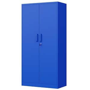 31.5 in. W x 70.87 in. H x 15.7 in. D Adjustable 4 Shelves Steel Garage Freestanding Cabinet with 2-Doors in Blue