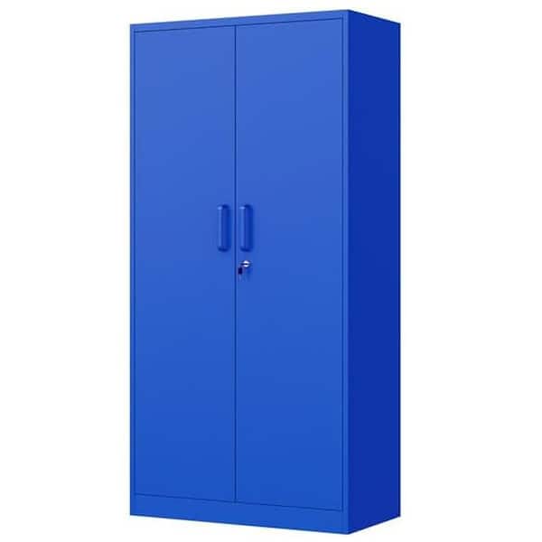 LISSIMO 31.5 in. W x 70.87 in. H x 15.7 in. D Adjustable 4 Shelves Steel Garage Freestanding Cabinet with 2-Doors in Blue