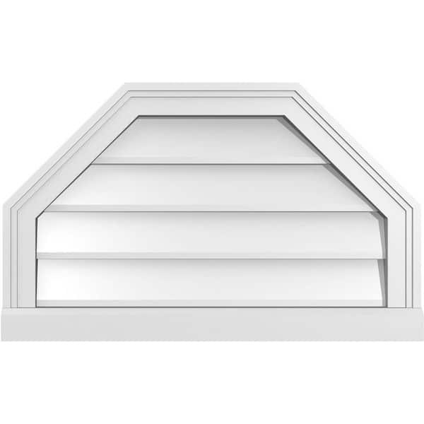 Ekena Millwork 26" x 16" Octagonal Top Surface Mount PVC Gable Vent: Non-Functional with Brickmould Sill Frame
