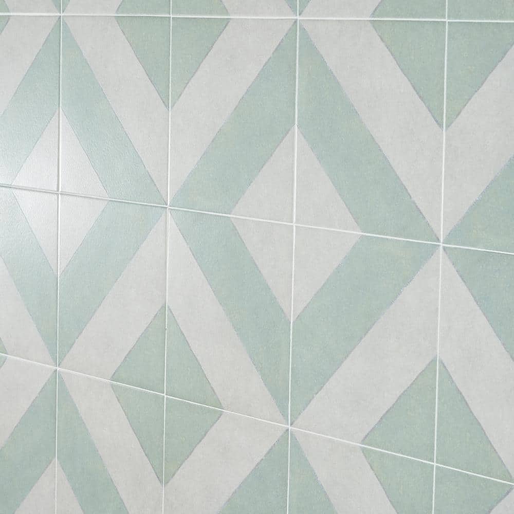 Sage and White Diagonal 9" x 9" Porcelain Tile
