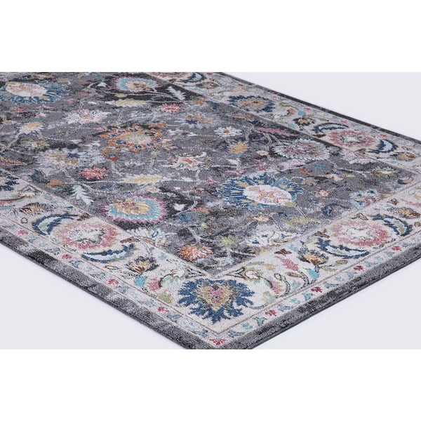 Vintage Collection Istanbul Gray 2 ft. x 7 ft. Border Runner Rug