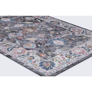 Vintage Collection Istanbul Gray 5 ft. x 7 ft. Border Area Rug
