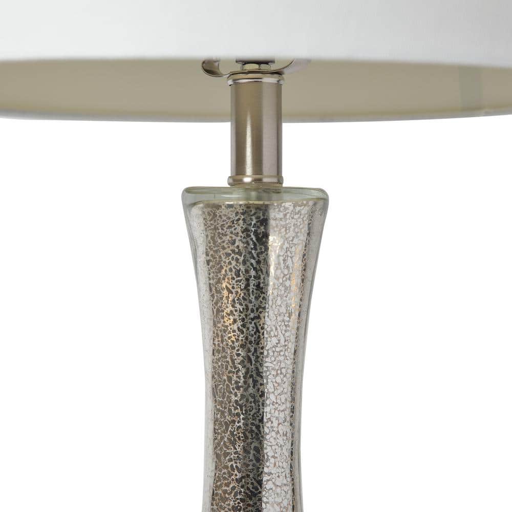 29" Silver Mercury Glass Vase Table Lamp with White Shade