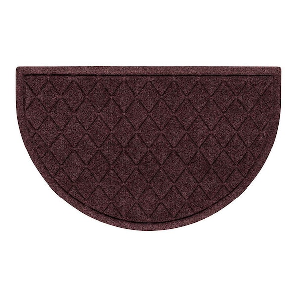 Waterhog Argyle 24 in. x 39 in. Indoor Outdoor PET Polyester Half Round Doormat Bordeaux