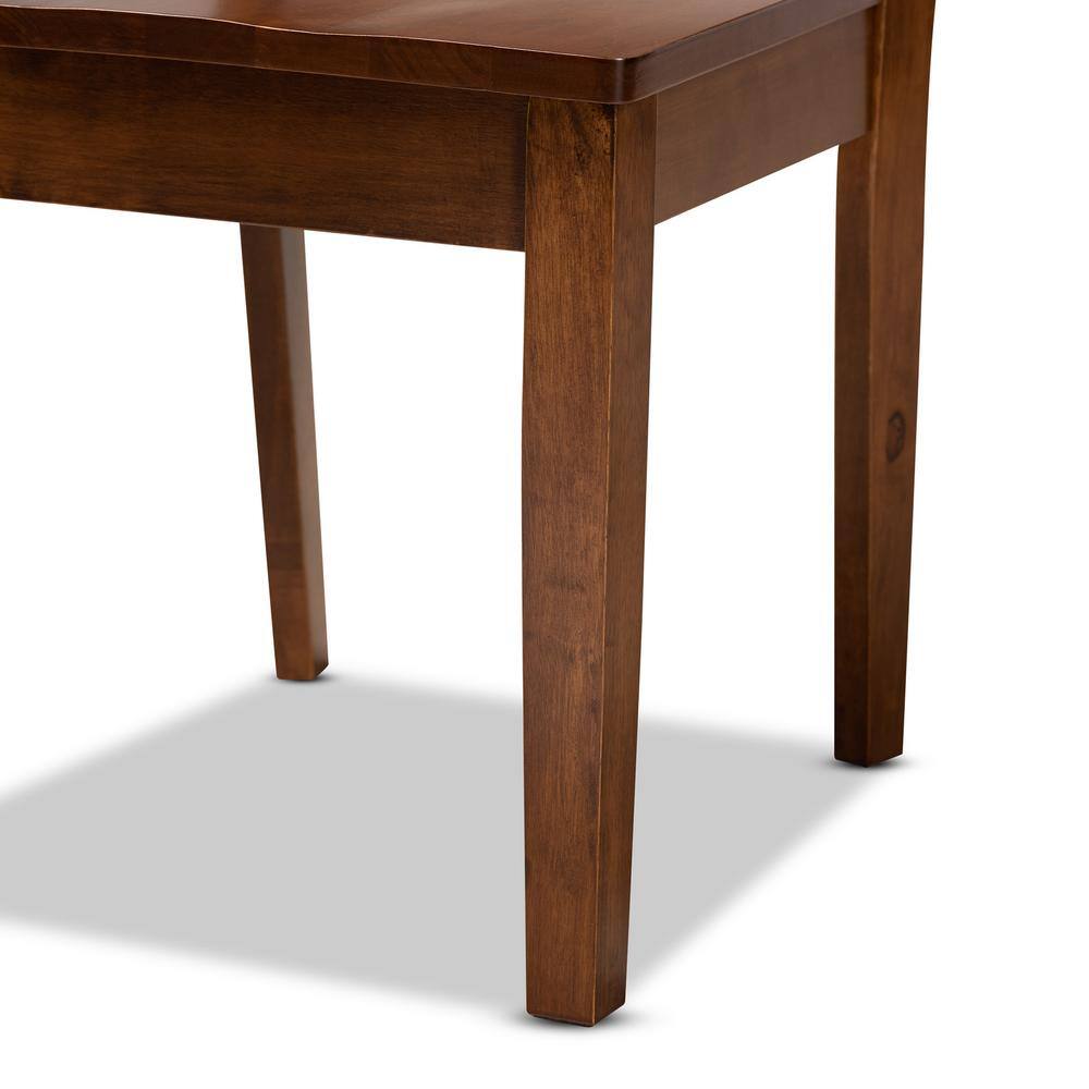Nicolette Walnut Brown Wood 7-Piece Dining Set with Geometric Cut-Out Chairs