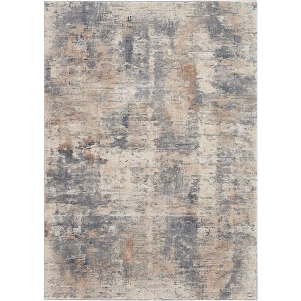 Rustic Textures Beige/Grey 5 ft. x 7 ft. Abstract Contemporary Area Rug