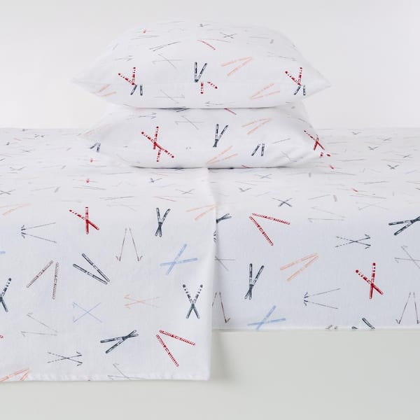 FRESHFOLDS 4-Piece Multi-Colored Printed Turkish Cotton Queen Premium Winter Bed Sheet Set