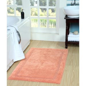 34 in. x 21 in. Pink Coral Regency Solid Cotton Rectangle Bath Rug