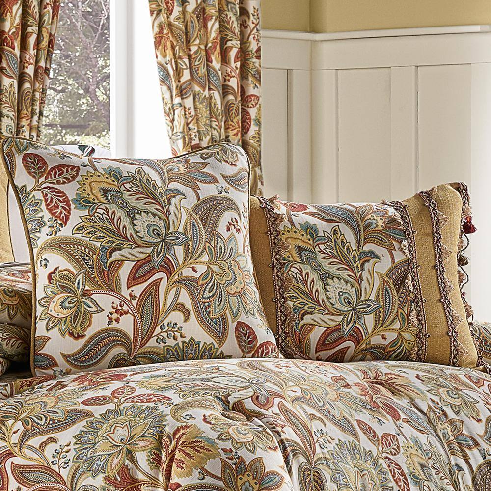 August 18" Square Floral Jacobean Decorative Throw Pillow in Multi Spice