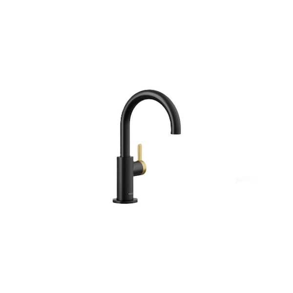 Components 1 Handle Beverage Faucet with 360° Swivel Faucet in Matte Black with Brushed Moderne Brass