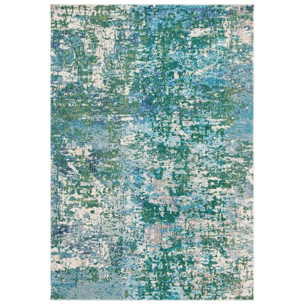 Elegant Madison 6' x 9' Green/Turquoise Synthetic Area Rug