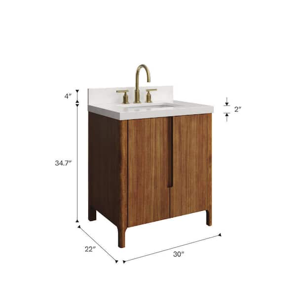 Sequoia 30 in. W x 22 in. D x 34.4 in. H Single Sink Bath Vanity in Mango Wood With White Brook Quartz Top