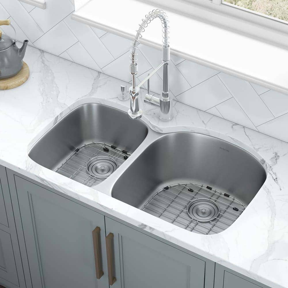 63 Workstation Sink - Double Bowl with Offset Drains - Reversible