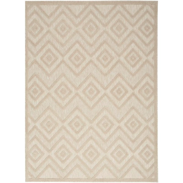 Versatile Cream 6 ft. x 9 ft. Diamond Contemporary Indoor/Outdoor Area Rug
