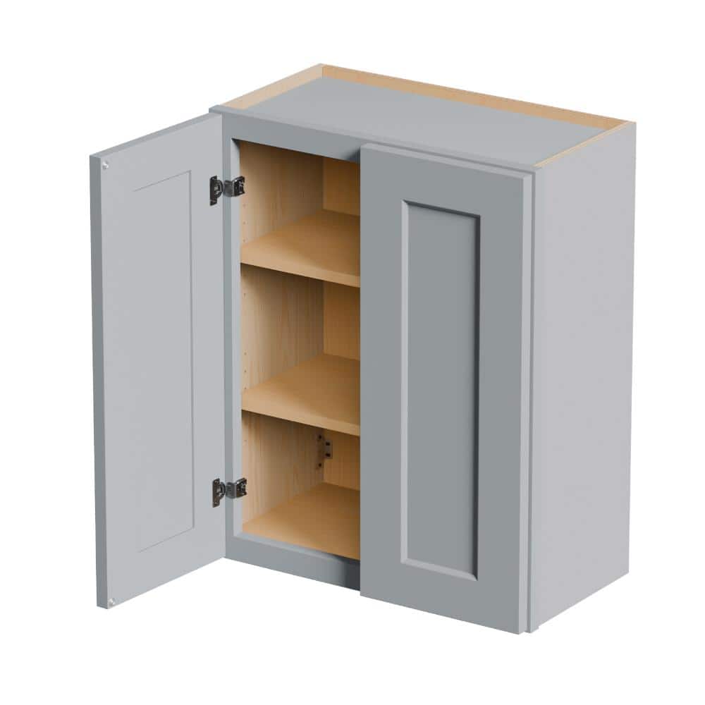 24 inch W x 12 inch D x 30 inch H Gray Shaker Solid Wood Wall Cabinet with Soft-Close Doors price history on PriceWatchPro