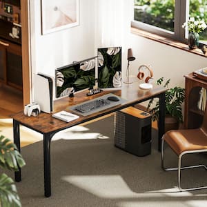 70.9 in. Rustic Brown Computer Desk, Home Office Desk with Metal Legs