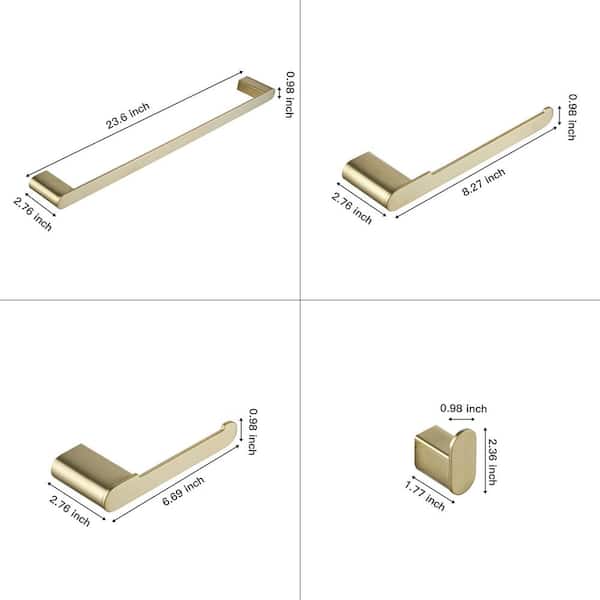 5-Piece Bathroom Hardware Set with Towel Bar Set Stainless Steel Modern 5-Piece Bathroom Accessories Set in Brushed Gold