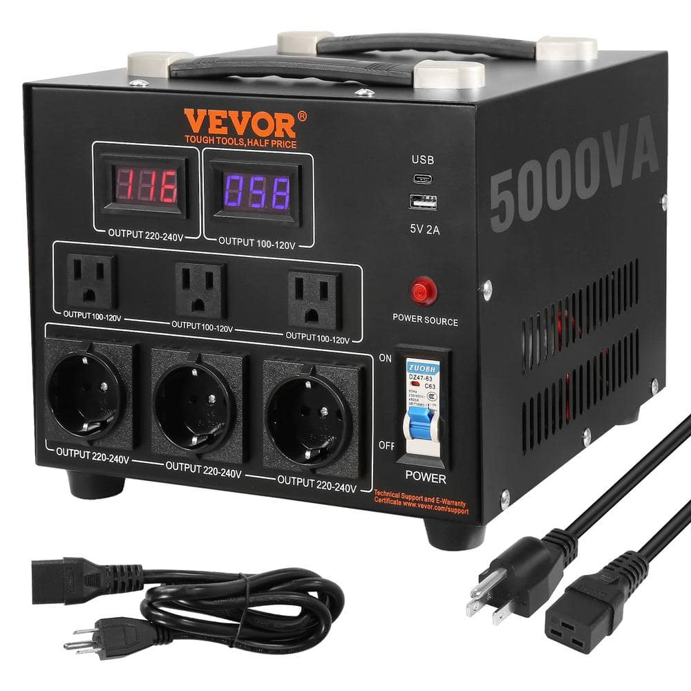 VEVOR Voltage Converter Transformer, 5000W, Heavy Duty Step Up/Down Transformer, Convert from 110 Volt to 220 Volt and from 22