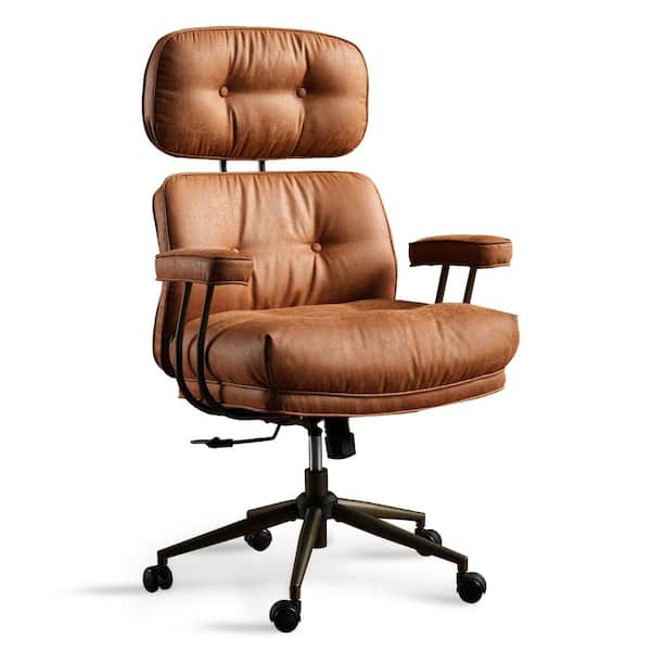 Allwex Kro Suede Swivel Ergonomic Office Task Chair in Light Brown