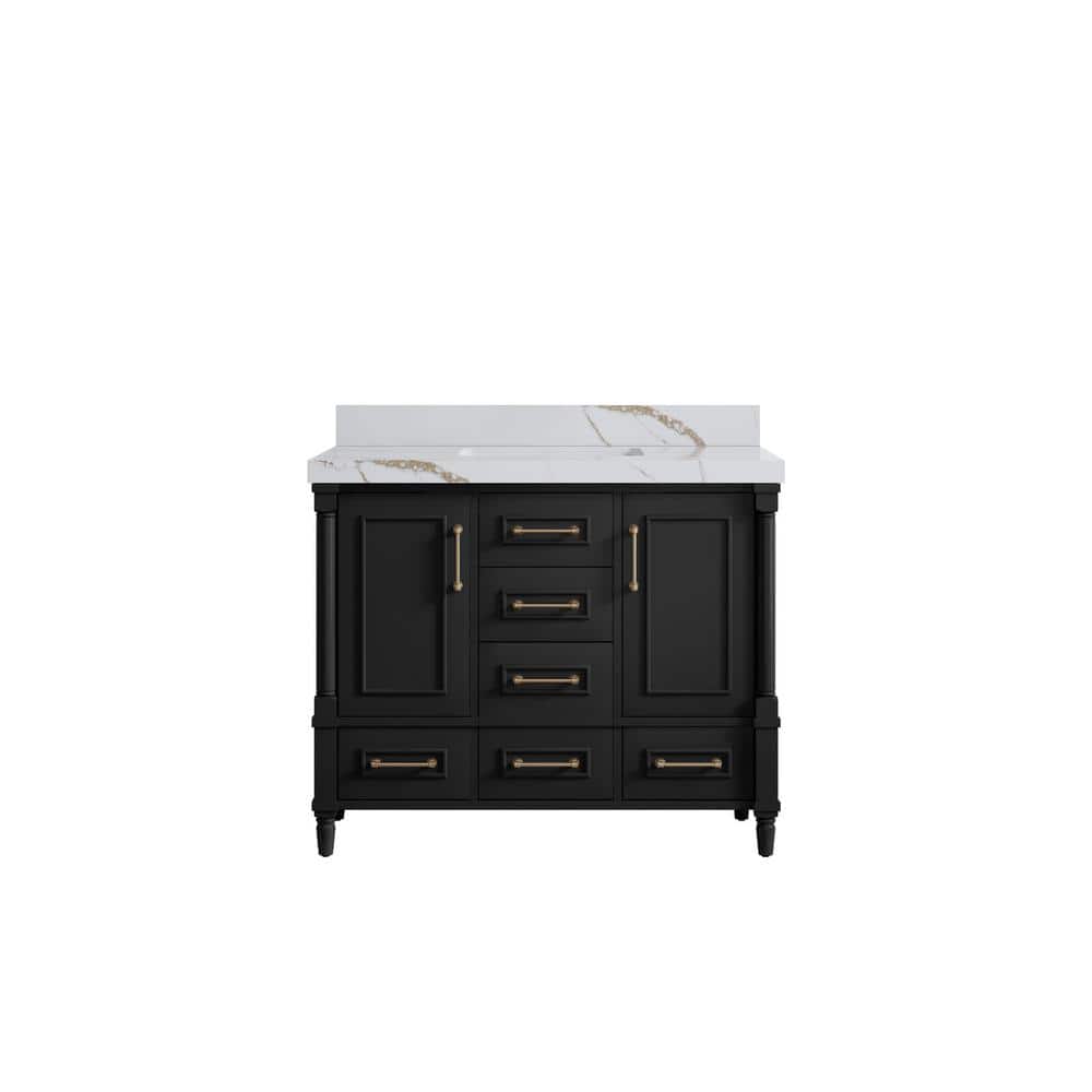 Hudson 42 in. W x 22 in. D x 36 in. H Single Sink Bath Vanity in Black with 2 in. Calcutta Gold Qt. Top price history on PriceWatchPro