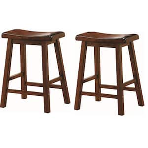 Wooden 24 in. Counter Stools Chestnut (Set of 2)