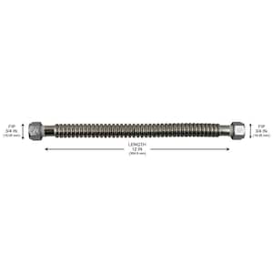 3/4 in. FIP x 3/4 in. FIP x 12 in. Stainless Steel Corrugated Water Connector