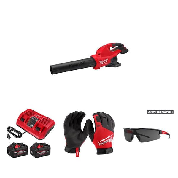 M18 FUEL Blower, FORGE Starter Kit with Two 8.0 Ah Batteries, Work Gloves, and Safety Glasses Combo