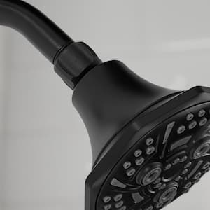 Fairpark 5-Spray Patterns with 4.7 in. Tub Wall Mount Single Fixed Shower Head in Matte Black