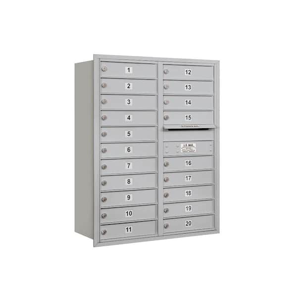 Salsbury Industries 3700 Series 41 in. 11 Door High Unit Aluminum Private Rear Loading 4C Horizontal Mailbox with 20 MB1 Doors