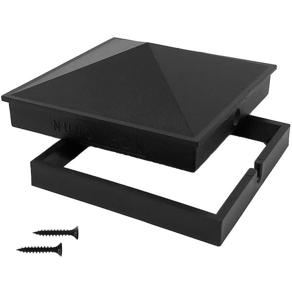 5 in. x 5 in. Black Aluminum Ornamental Pyramid Post Cap (24-Pack)