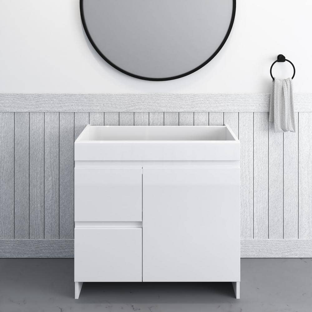 Mace 36 in. W x 20 in. D x 35 in. H Single-Sink Bath Vanity Cabinet without Top in Glossy White and Left-Side Drawers price history on PriceWatchPro