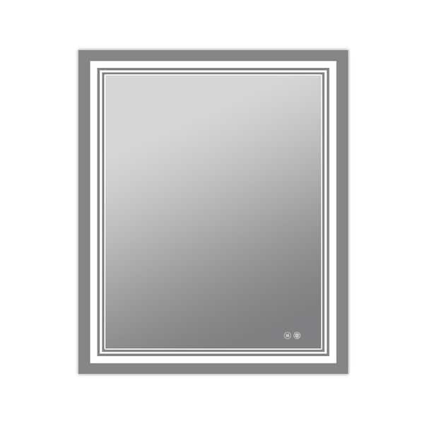 Unbranded 32 in. W x 24 in. H Rectangular Aluminum Framed Anti-Fog LED Wall Mounted Bathroom Vanity Mirror with Warm Light